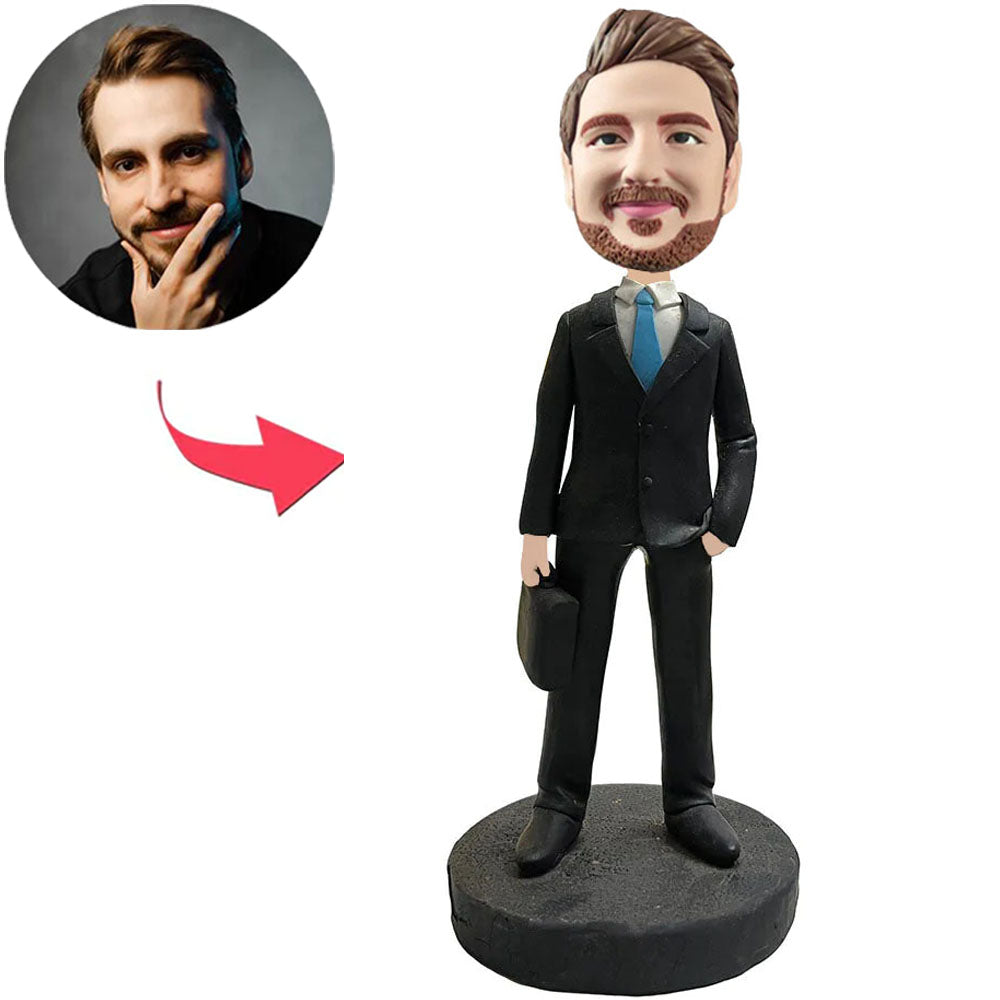 Business Man With A Bag Custom Bobbleheads With Engraved Text