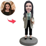 Female Doctor In White Coat Custom Bobbleheads With Engraved Text