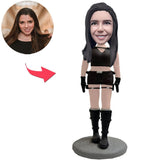 Handsome Woman With Gun Custom Bobbleheads With Engraved Text