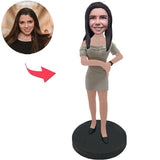 Beautiful Girl Pinching Her Waist Custom Bobbleheads With Engraved Text