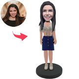 Beautiful Woman in Fashion Custom Bobbleheads With Engraved Text