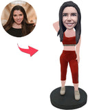 Stylish Woman In Red Suit Custom Bobbleheads With Engraved Text
