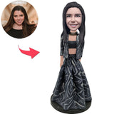 Woman In Fashionable Dress Custom Bobbleheads With Engraved Text