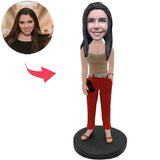 Handsome Rich Woman Custom Bobbleheads With Engraved Text