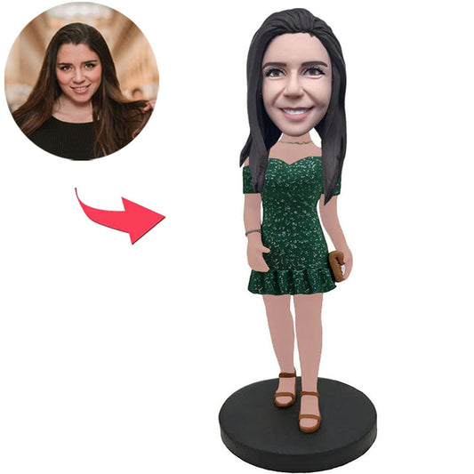 Girl in Green Skirt Custom Bobbleheads