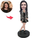 Sexy Woman With Bare Legs Custom Bobbleheads With Engraved Text