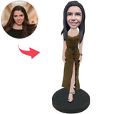 Fashion Girl Wearing A Long Skirt Custom Bobbleheads With Engraved Text