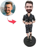 Man In White Spotted Sostume Custom Bobbleheads With Engraved Text