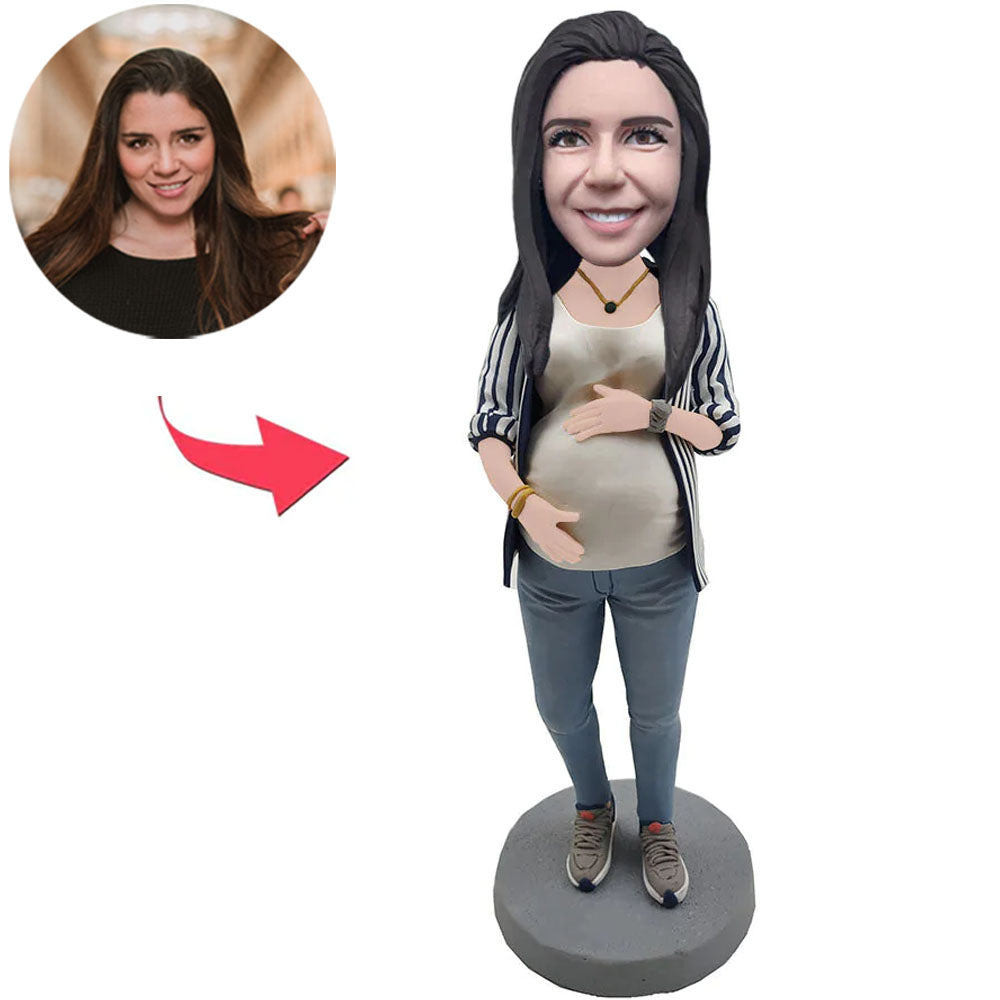 Pregnant Mom Custom Bobbleheads With Engraved Text