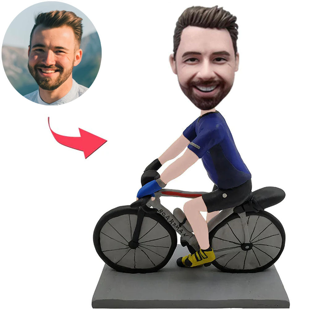 Sporty Cyclist Custom Bobbleheads With Engraved Text