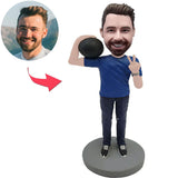 Man Holding Ball Custom Bobbleheads With Engraved Text
