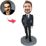 Lawyer Black Suit Business Man Custom Bobbleheads With Engraved Text