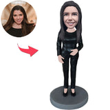 Black Suit Fashion Modern Female Custom Bobbleheads With Engraved Text