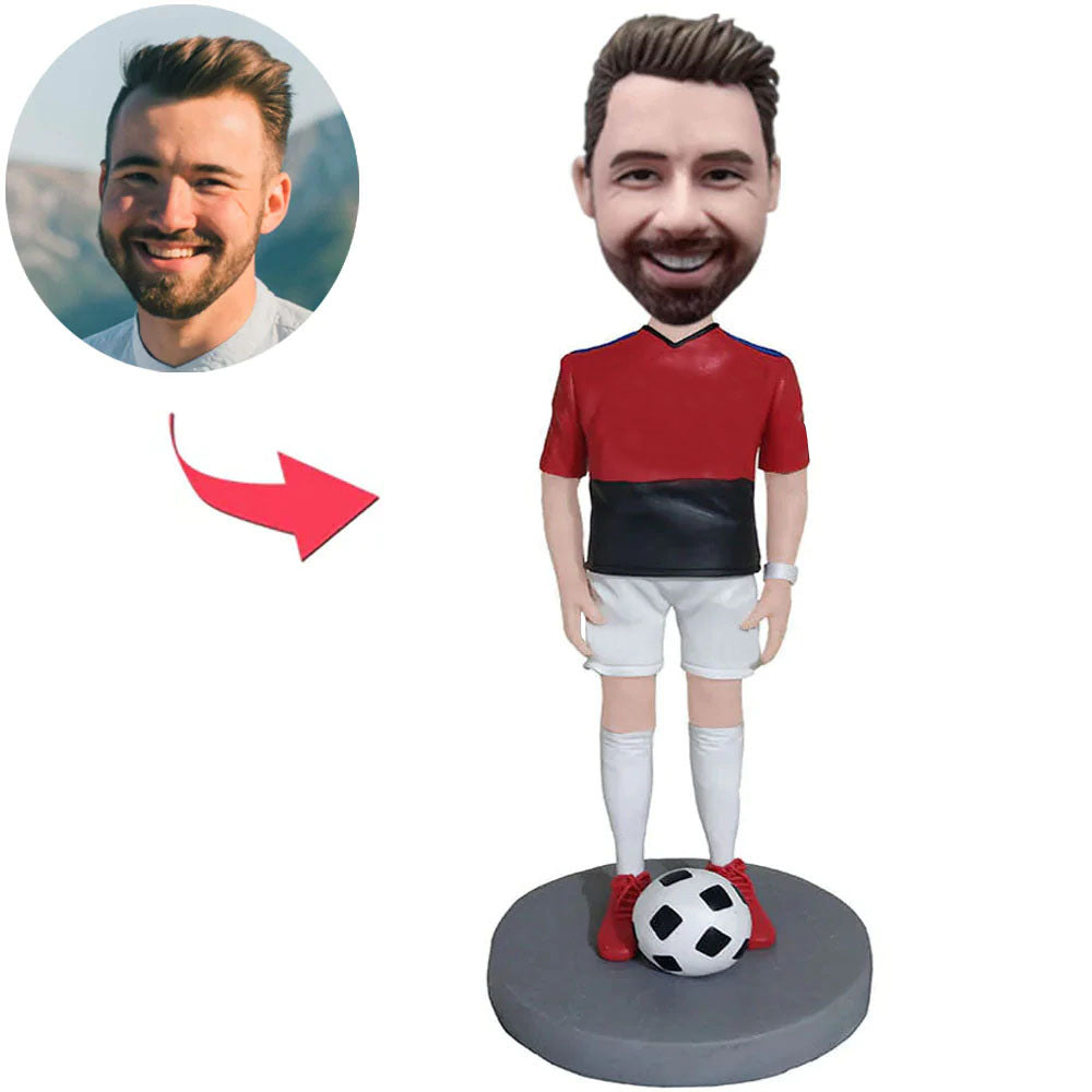 Man Soccer Player Custom Bobbleheads With Engraved Text
