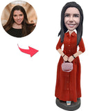 Woman In Red Dress With Bag Custom Bobbleheads With Engraved Text