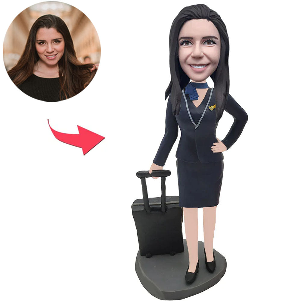 Airline Stewardess Custom Bobbleheads With Engraved Text