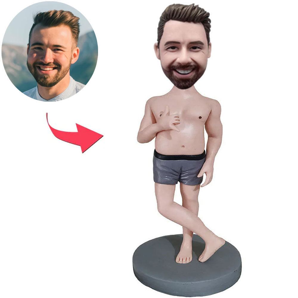Shirtless Man Custom Bobbleheads With Engraved Text