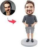 Grey Suit Casual Man Custom Bobbleheads Add Text