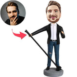 Singer Holding Microphone and Stand Custom Bobbleheads Add Text