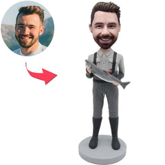 Fisherman Holding Fish Custom Bobbleheads