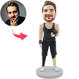 Fitness Man Holding Dumbbells Custom Bobbleheads Add Text