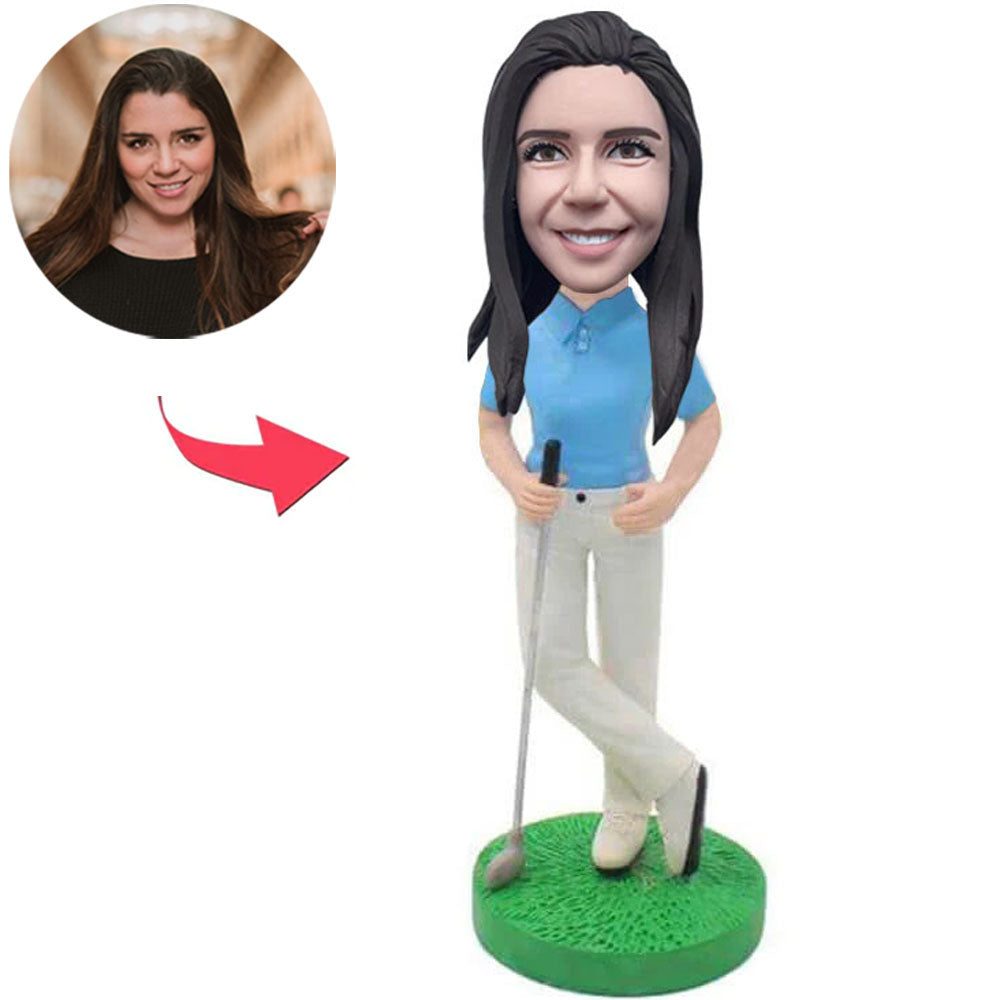 Female Golfer Custom Bobbleheads Add Text