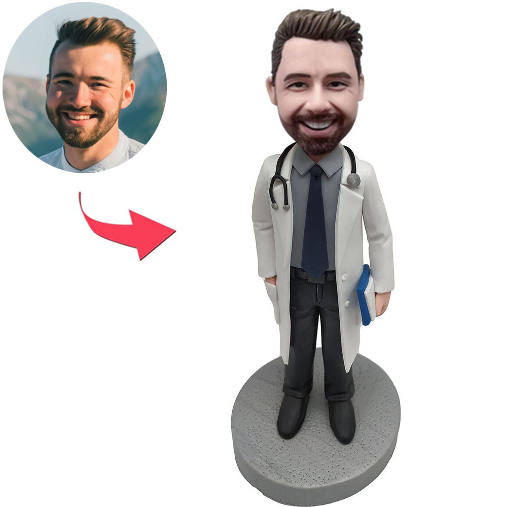 Custom Bobbleheads Doctor With Stethoscope Add Text