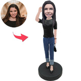 Woman in Jeans Custom Bobbleheads Add Text