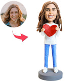 Heart Woman Custom Bobbleheads With Engraved Text