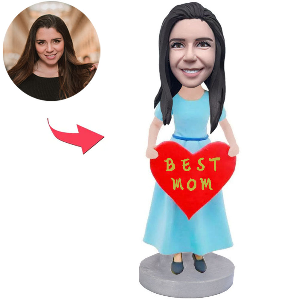 Love Heart Best Mom Custom Bobbleheads With Text