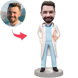 Cool Male Doctor Holding A Notebook Custom Bobbleheads Add Text