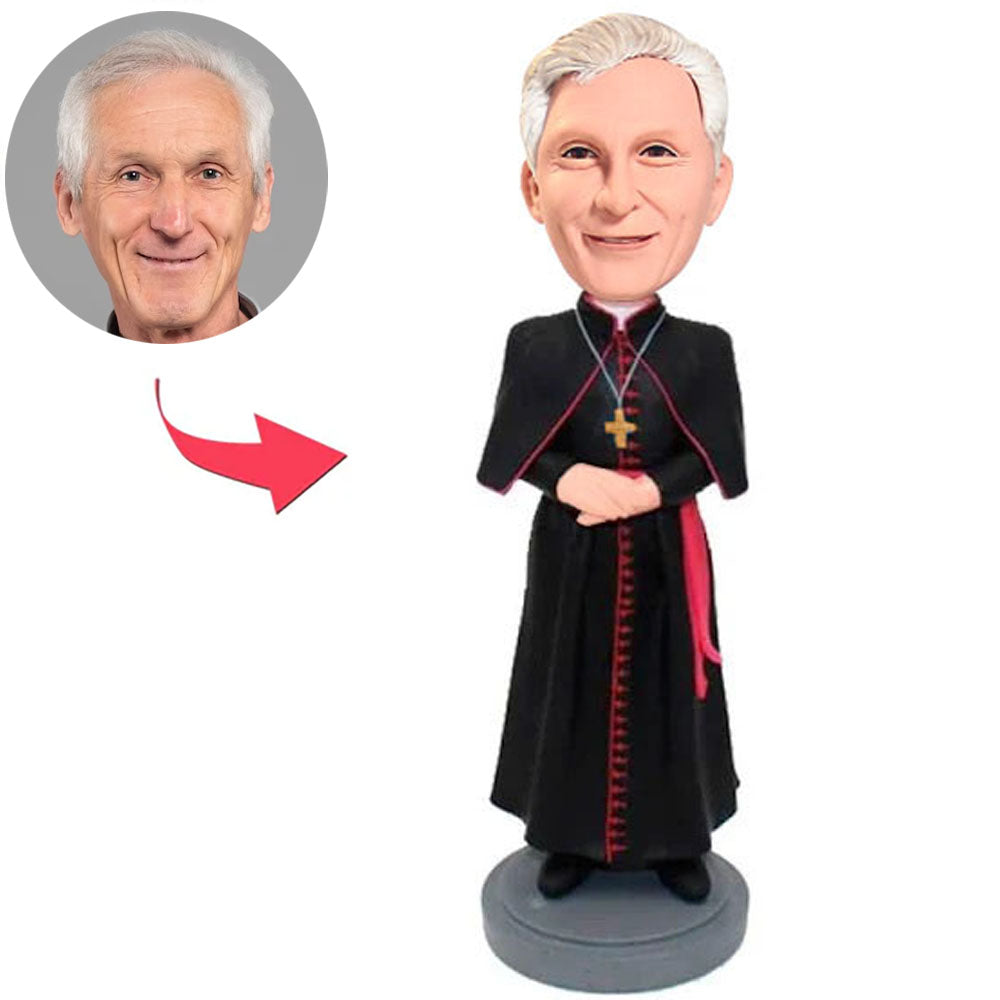 Priest with Arms Crossed Custom Bobbleheads Add Text