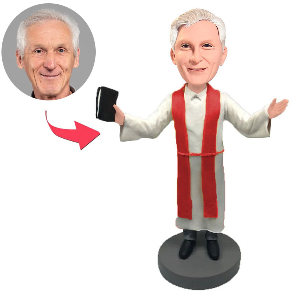 Priest in White Suit Custom Bobbleheads Add Text