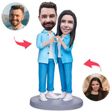 Couple Hands In Heart Pose Custom Bobbleheads Add Text