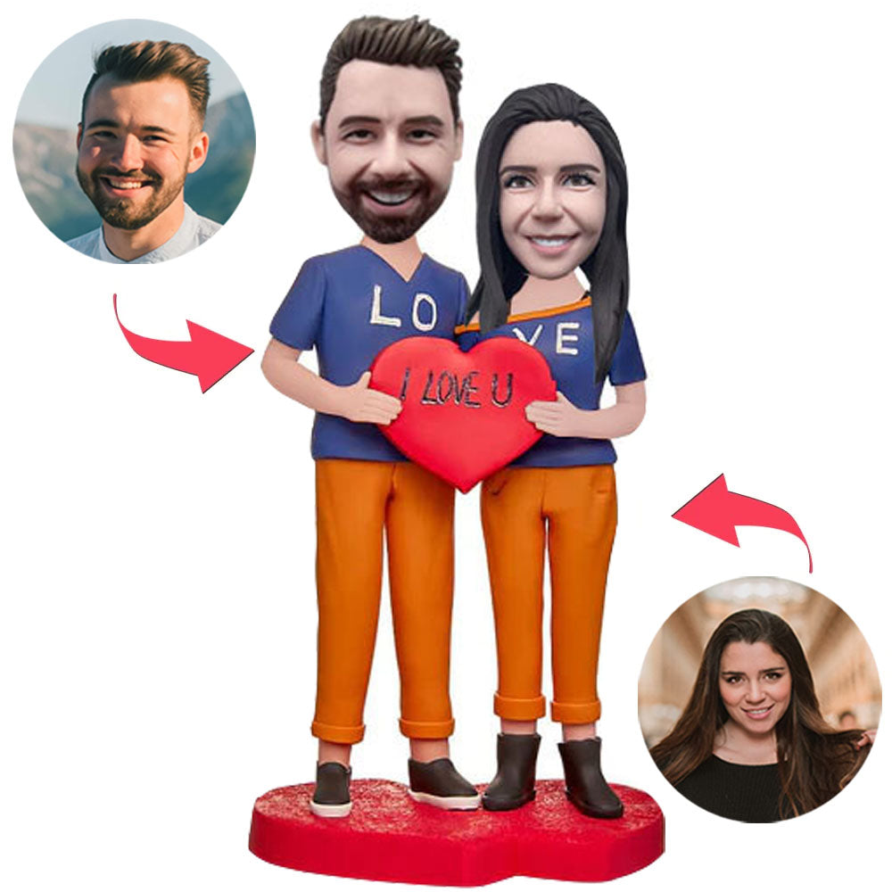 Couple Dressed in LOVE Custom Bobblehead With Engraved Text