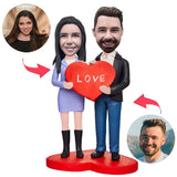 Happy Couple Love Heart Custom Bobbleheads Add Text